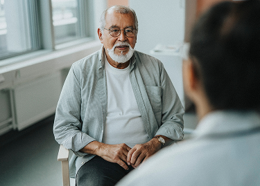 Older man during conversation